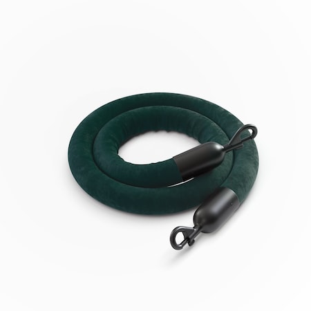 Montour Line Velvet Rope Green With Black Snap Ends 8ft.Cotton Core PVR150-80-GN-SE-BK